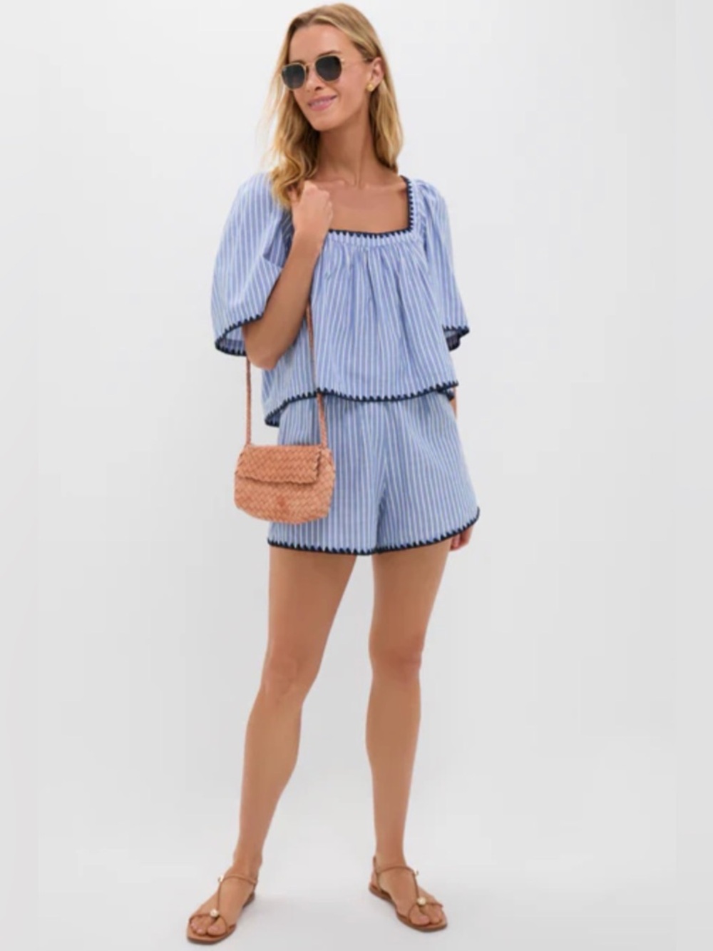 Tuckernuck Blue and White Top with Navy Trim Size L
Matching Shorts Size XL